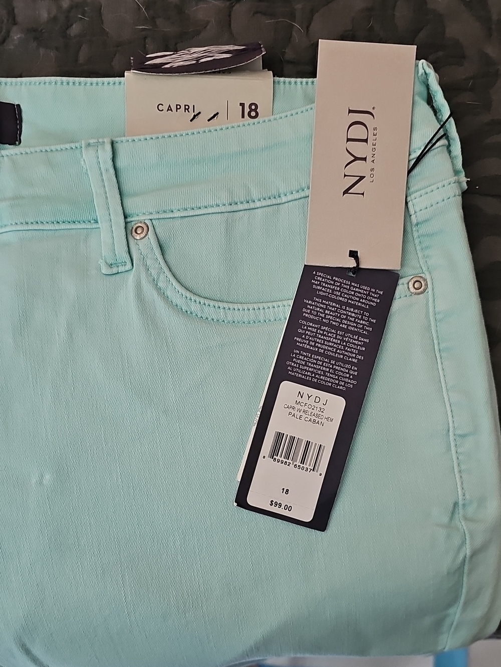 NYDJ Mint Aqua Capri Jeans
